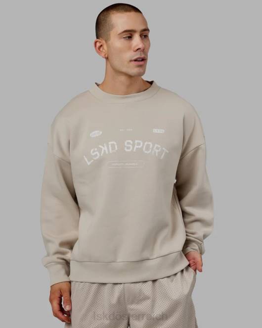Z8RH425 LSKD unisex Freiwurfpullover in Übergröße – Schieferbeige Bekleidung