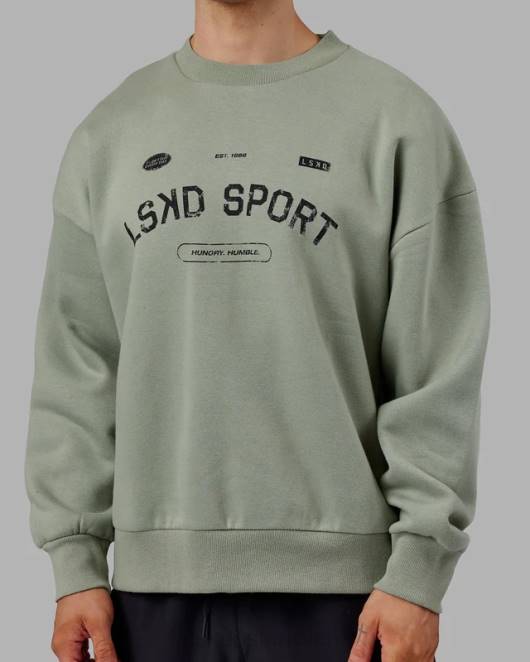 Z8RH426 LSKD unisex Freiwurfpullover in Übergröße – Eisberggrün Bekleidung