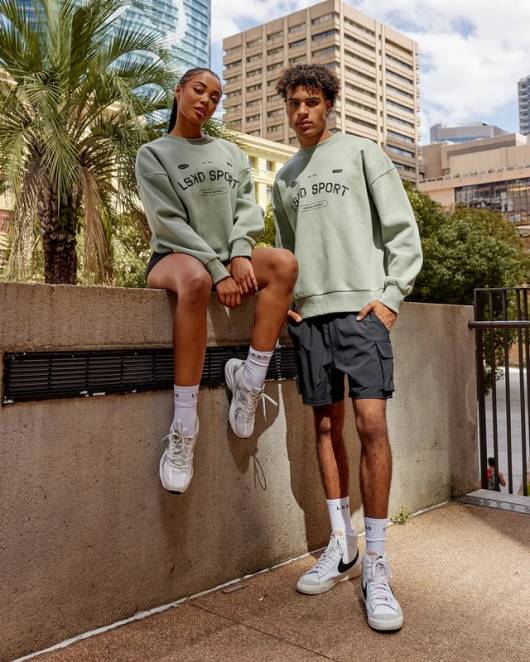 Z8RH426 LSKD unisex Freiwurfpullover in Übergröße – Eisberggrün Bekleidung