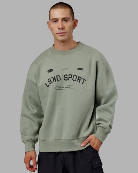 Z8RH426 LSKD unisex Freiwurfpullover in Übergröße – Eisberggrün Bekleidung