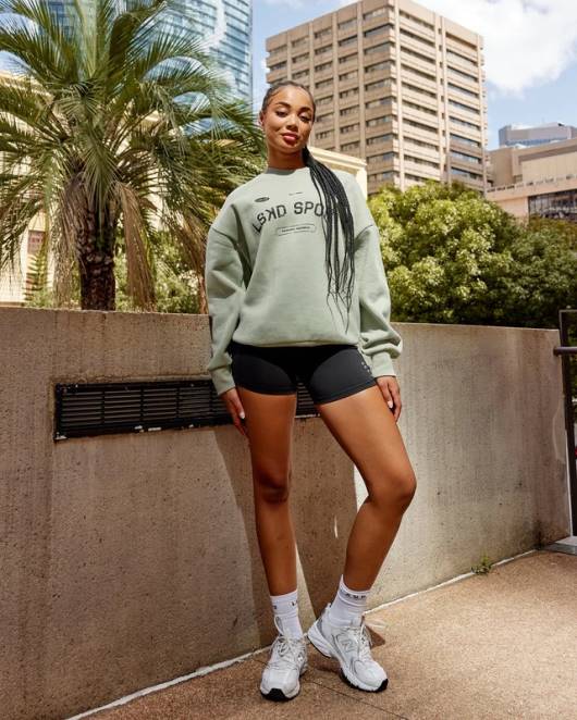 Z8RH426 LSKD unisex Freiwurfpullover in Übergröße – Eisberggrün Bekleidung