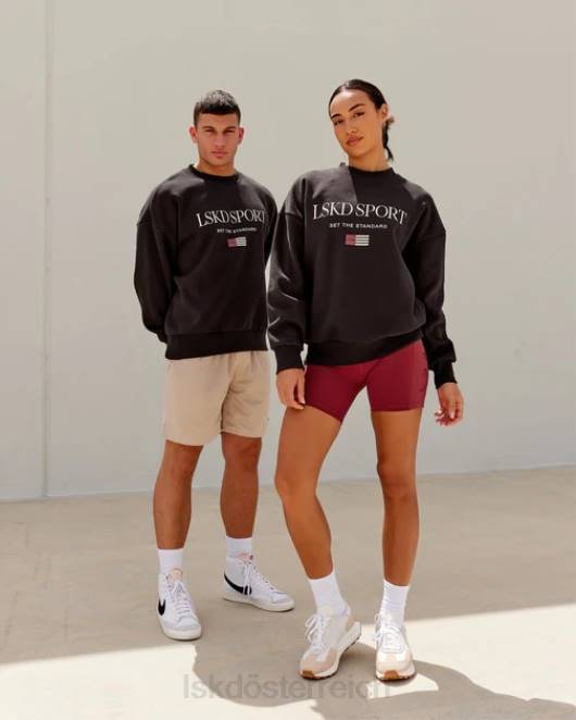 Z8RH427 LSKD unisex Flag-Pullover in Übergröße – dunkles Walnussholz Bekleidung