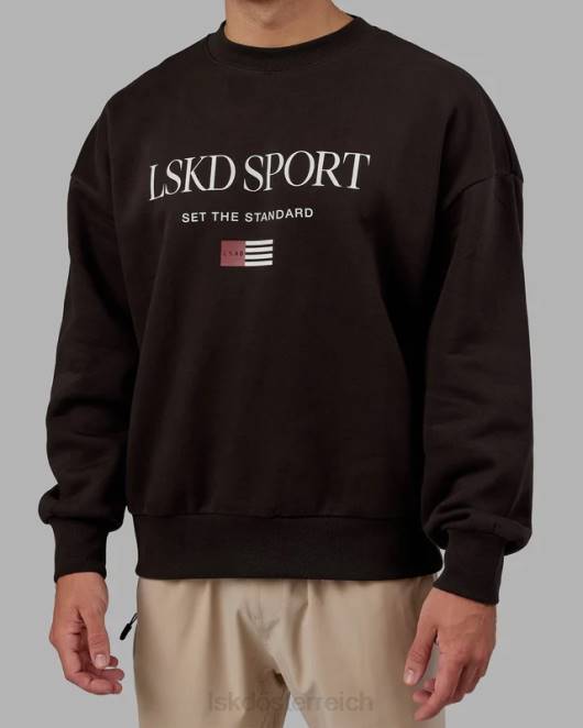 Z8RH427 LSKD unisex Flag-Pullover in Übergröße – dunkles Walnussholz Bekleidung