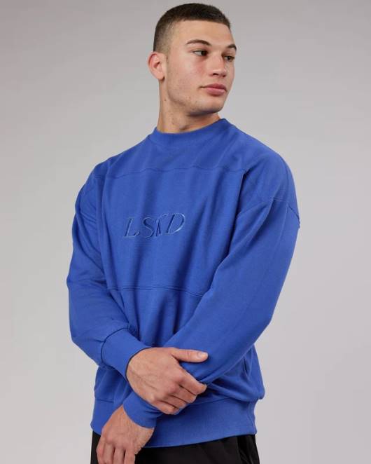 Z8RH429 LSKD unisex Freizeitpullover in Übergröße – Power-Kobalt Bekleidung