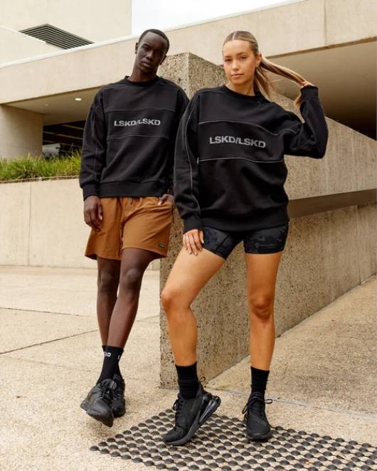 Z8RH430 LSKD unisex Schlagpullover Oversize - Schwarz-Grau Bekleidung