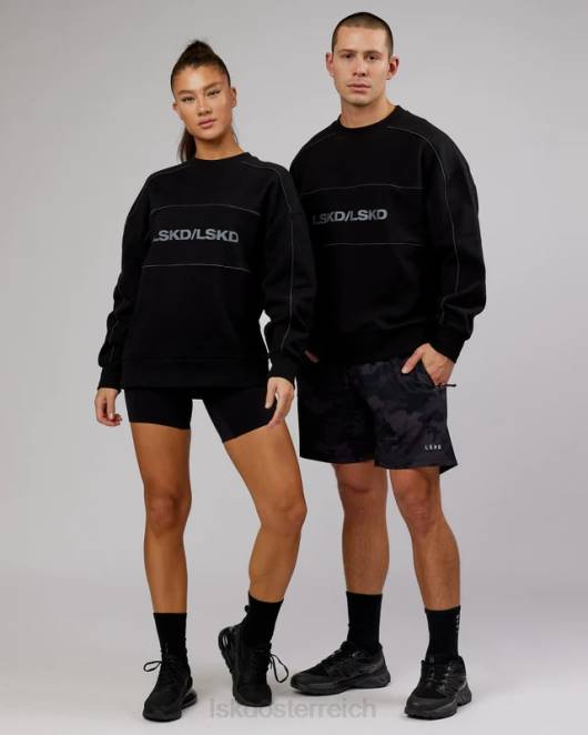 Z8RH430 LSKD unisex Schlagpullover Oversize - Schwarz-Grau Bekleidung