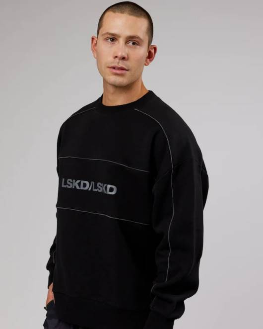 Z8RH430 LSKD unisex Schlagpullover Oversize - Schwarz-Grau Bekleidung