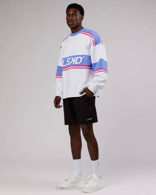 Z8RH435 LSKD unisex A-Team-Pullover in Übergröße – Weiß-Kornblumenblau Bekleidung