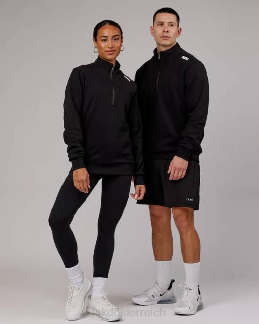 Z8RH437 LSKD unisex Victory Pullover mit 1/4-Reißverschluss in Übergröße – Schwarz Bekleidung