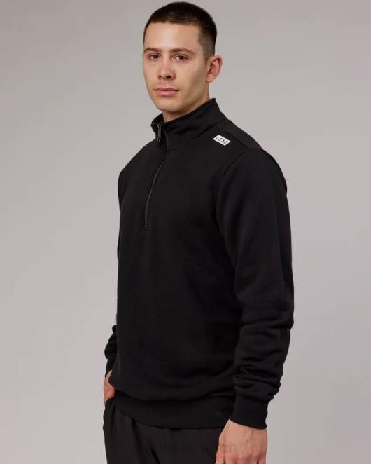 Z8RH437 LSKD unisex Victory Pullover mit 1/4-Reißverschluss in Übergröße – Schwarz Bekleidung