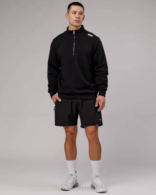 Z8RH437 LSKD unisex Victory Pullover mit 1/4-Reißverschluss in Übergröße – Schwarz Bekleidung