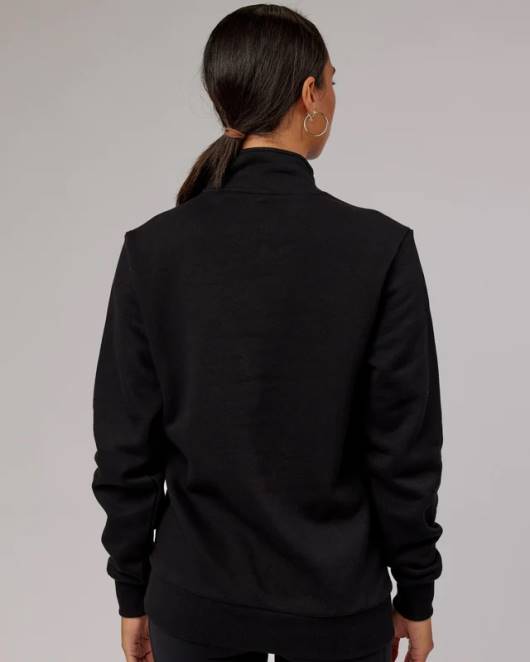 Z8RH437 LSKD unisex Victory Pullover mit 1/4-Reißverschluss in Übergröße – Schwarz Bekleidung