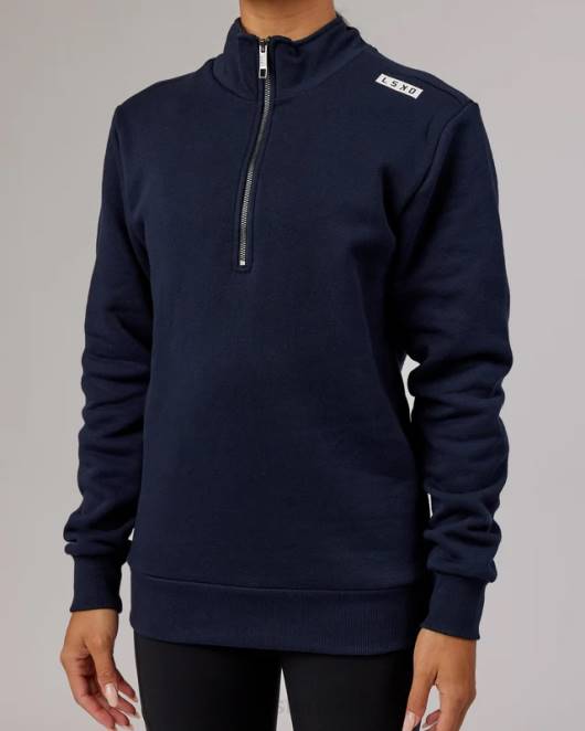 Z8RH438 LSKD unisex Victory Pullover mit 1/4-Reißverschluss in Übergröße – Marineblau Bekleidung