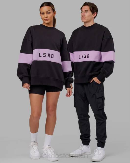 Z8RH442 LSKD unisex Extra Time Pullover Übergröße - Schwarz-Blasslila Bekleidung