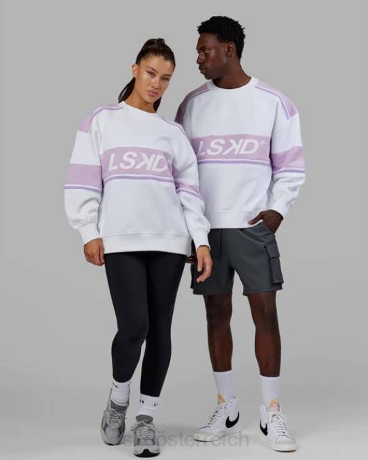 Z8RH443 LSKD unisex a-team-pullover oversize – weiß-blasslila Bekleidung