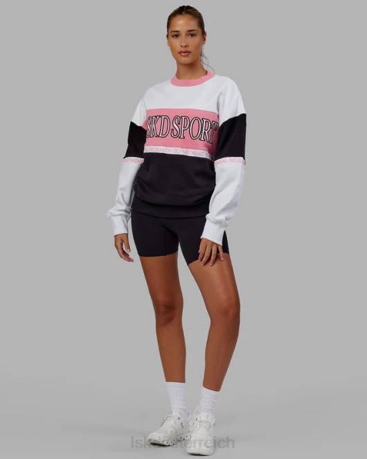 Z8RH444 LSKD unisex Sportif Pullover Oversize - Schwarz-Pfingstrosenrosa Bekleidung