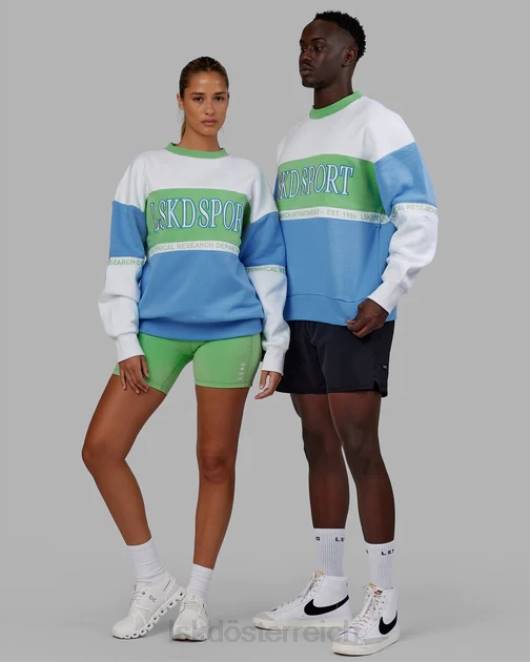 Z8RH447 LSKD unisex Sportif-Pullover in Übergröße – Azurblau-Apfel-Mint Bekleidung