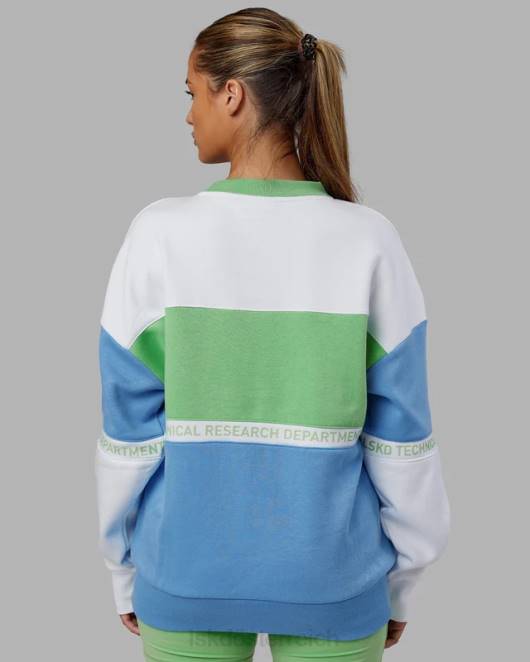 Z8RH447 LSKD unisex Sportif-Pullover in Übergröße – Azurblau-Apfel-Mint Bekleidung