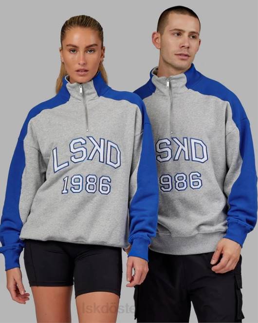 Z8RH450 LSKD unisex alumni 1/4-Reißverschluss-Pullover in Übergröße – Graublau Bekleidung