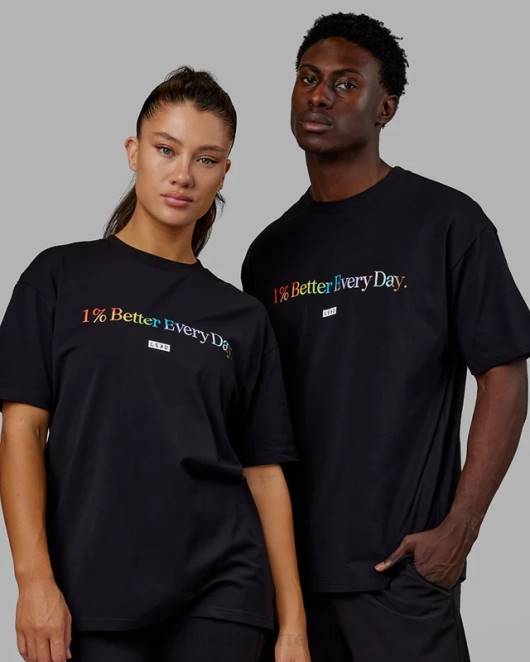 Z8RH228 LSKD unisex 1 % besseres FLXCotton-T-Shirt in Übergröße – Pride-Schwarz Bekleidung