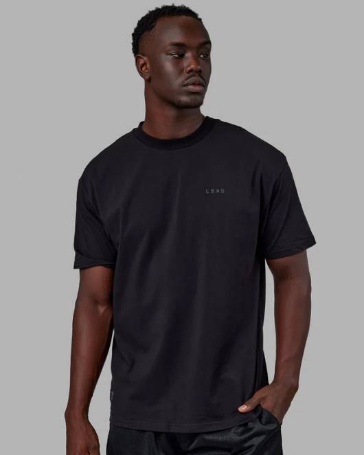 Z8RH230 LSKD unisex vs6 flxcotton T-Shirt in Übergröße – Triple Black Bekleidung