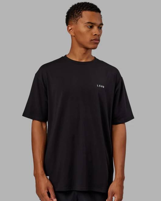 Z8RH241 LSKD unisex vs1 flxcotton T-Shirt in Übergröße – schwarz-weiß Bekleidung