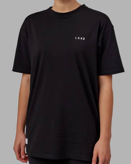 Z8RH241 LSKD unisex vs1 flxcotton T-Shirt in Übergröße – schwarz-weiß Bekleidung