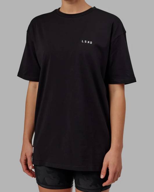Z8RH245 LSKD unisex vs4 flxcotton T-Shirt in Übergröße – schwarz-weiß Bekleidung