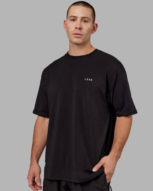 Z8RH247 LSKD unisex vs6 flxcotton T-Shirt in Übergröße – schwarz-weiß Bekleidung