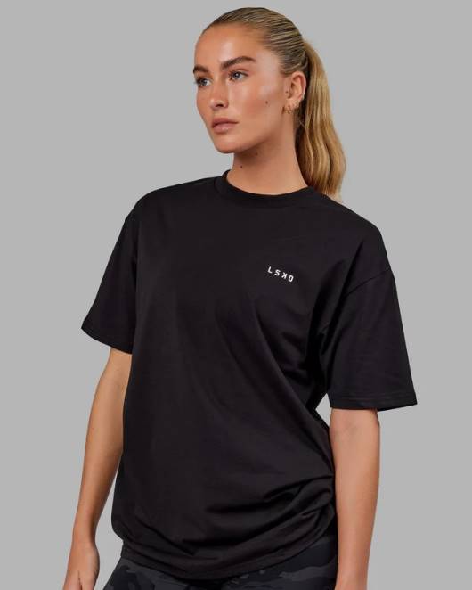 Z8RH247 LSKD unisex vs6 flxcotton T-Shirt in Übergröße – schwarz-weiß Bekleidung