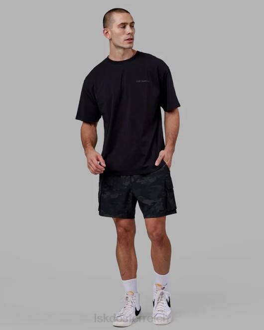 Z8RH249 LSKD unisex Motion Flxcotton T-Shirt in Übergröße – Schwarz-Schwarz Bekleidung