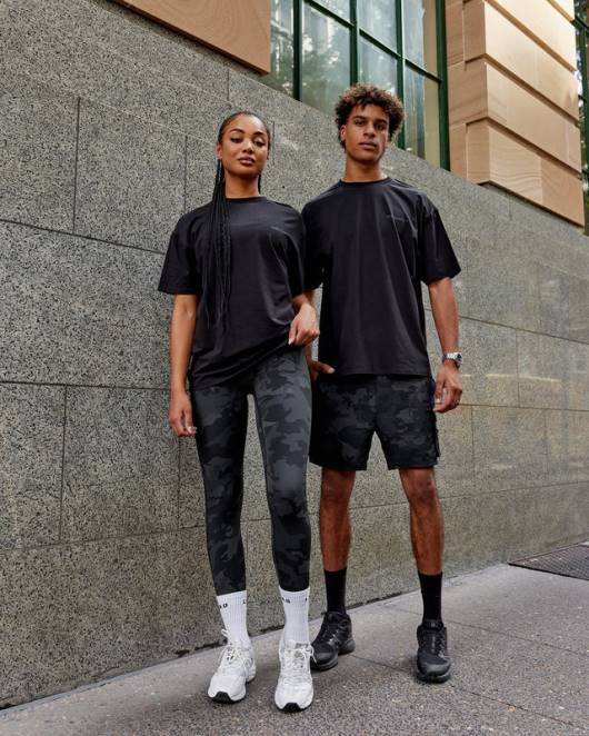 Z8RH249 LSKD unisex Motion Flxcotton T-Shirt in Übergröße – Schwarz-Schwarz Bekleidung