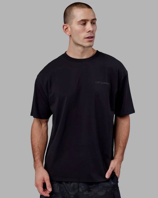 Z8RH249 LSKD unisex Motion Flxcotton T-Shirt in Übergröße – Schwarz-Schwarz Bekleidung
