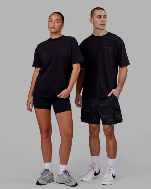 Z8RH249 LSKD unisex Motion Flxcotton T-Shirt in Übergröße – Schwarz-Schwarz Bekleidung