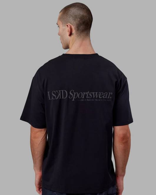 Z8RH249 LSKD unisex Motion Flxcotton T-Shirt in Übergröße – Schwarz-Schwarz Bekleidung