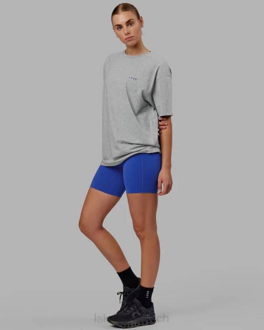 Z8RH255 LSKD unisex vs4 flxcotton T-Shirt in Übergröße – Hellgrau meliert-Power-Kobalt Bekleidung