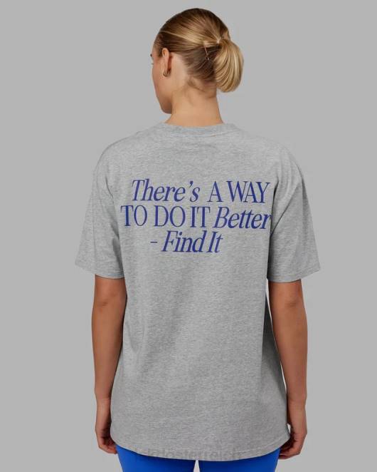 Z8RH255 LSKD unisex vs4 flxcotton T-Shirt in Übergröße – Hellgrau meliert-Power-Kobalt Bekleidung