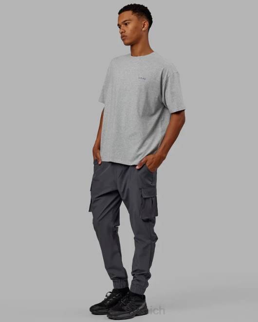 Z8RH255 LSKD unisex vs4 flxcotton T-Shirt in Übergröße – Hellgrau meliert-Power-Kobalt Bekleidung