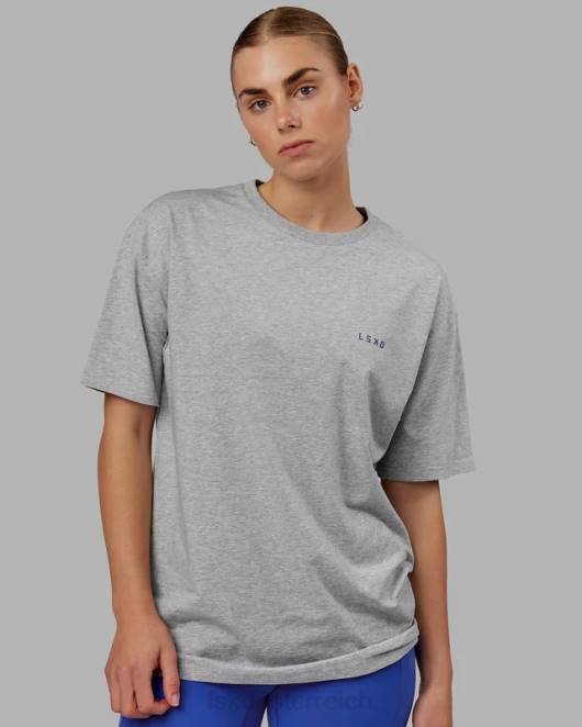Z8RH255 LSKD unisex vs4 flxcotton T-Shirt in Übergröße – Hellgrau meliert-Power-Kobalt Bekleidung