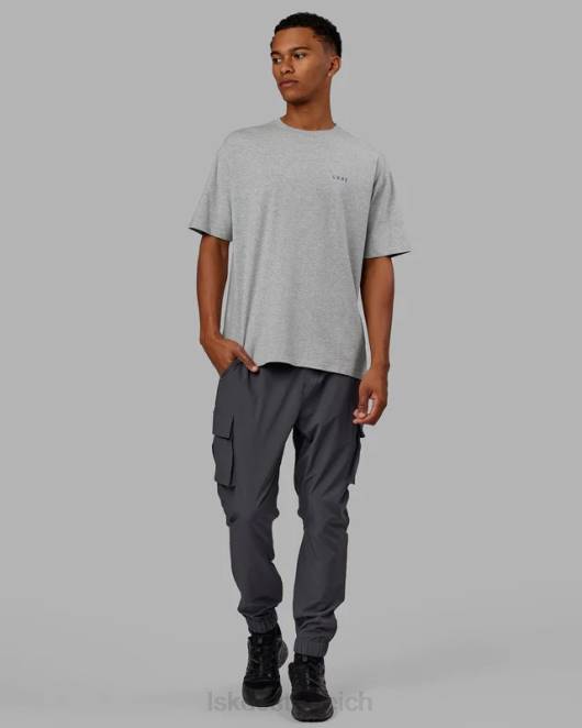 Z8RH255 LSKD unisex vs4 flxcotton T-Shirt in Übergröße – Hellgrau meliert-Power-Kobalt Bekleidung