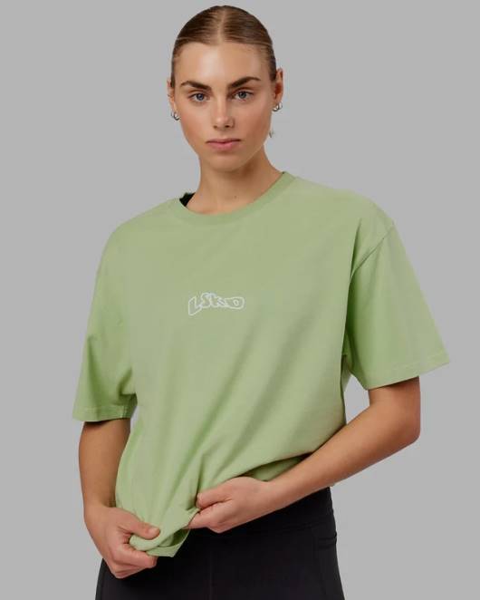 Z8RH256 LSKD unisex Mad Happy Schwergewichts-T-Shirt in Übergröße – grüne Feige Bekleidung