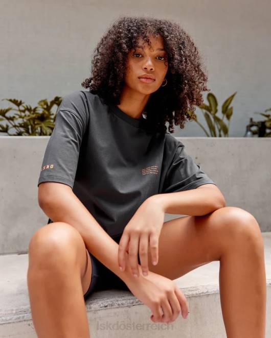 Z8RH259 LSKD unisex Streben Sie nach Flxcotton-T-Shirt in Übergröße – Asphalt-Tangerine Bekleidung