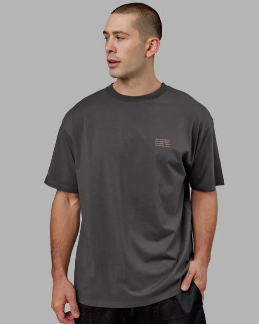 Z8RH259 LSKD unisex Streben Sie nach Flxcotton-T-Shirt in Übergröße – Asphalt-Tangerine Bekleidung