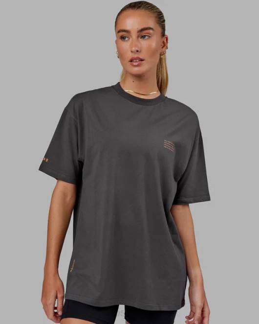 Z8RH259 LSKD unisex Streben Sie nach Flxcotton-T-Shirt in Übergröße – Asphalt-Tangerine Bekleidung