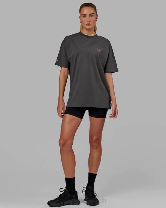 Z8RH259 LSKD unisex Streben Sie nach Flxcotton-T-Shirt in Übergröße – Asphalt-Tangerine Bekleidung