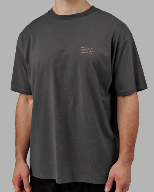 Z8RH259 LSKD unisex Streben Sie nach Flxcotton-T-Shirt in Übergröße – Asphalt-Tangerine Bekleidung