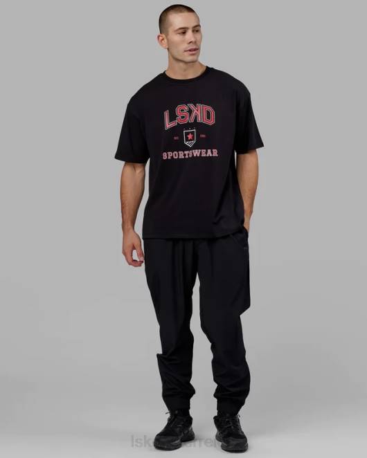 Z8RH275 LSKD unisex Sportabteilung T-Shirt in Übergröße - schwarz-rot Bekleidung