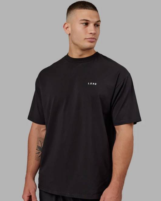 Z8RH282 LSKD unisex vs5 flxcotton T-Shirt in Übergröße – schwarz-weiß Bekleidung