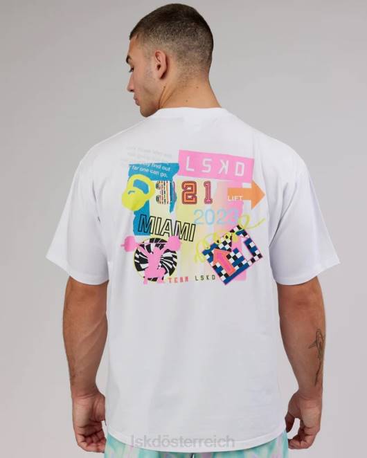 Z8RH295 LSKD unisex miami23 flxcotton T-Shirt in Übergröße – weiß Bekleidung
