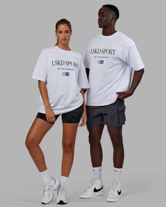 Z8RH299 LSKD unisex Flaggen-Schwergewichts-T-Shirt in Übergröße – weiß Bekleidung